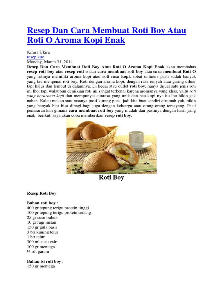 Resep  Dan Cara Membuat Roti  Boy  Atau  Roti  O  Aroma Kopi Enak