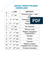 Contoh Jadual Penuh Pelajar Cemerlang