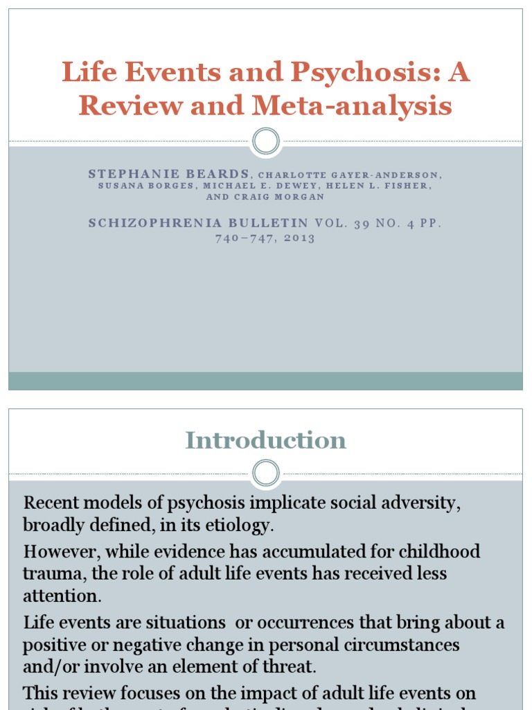 Adult Life Events and Psychosis Risk | PDF | Psychosis | Meta Analysis