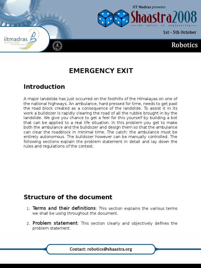 Emergency Exit Terms and Their Definitions Problem Statement PDF