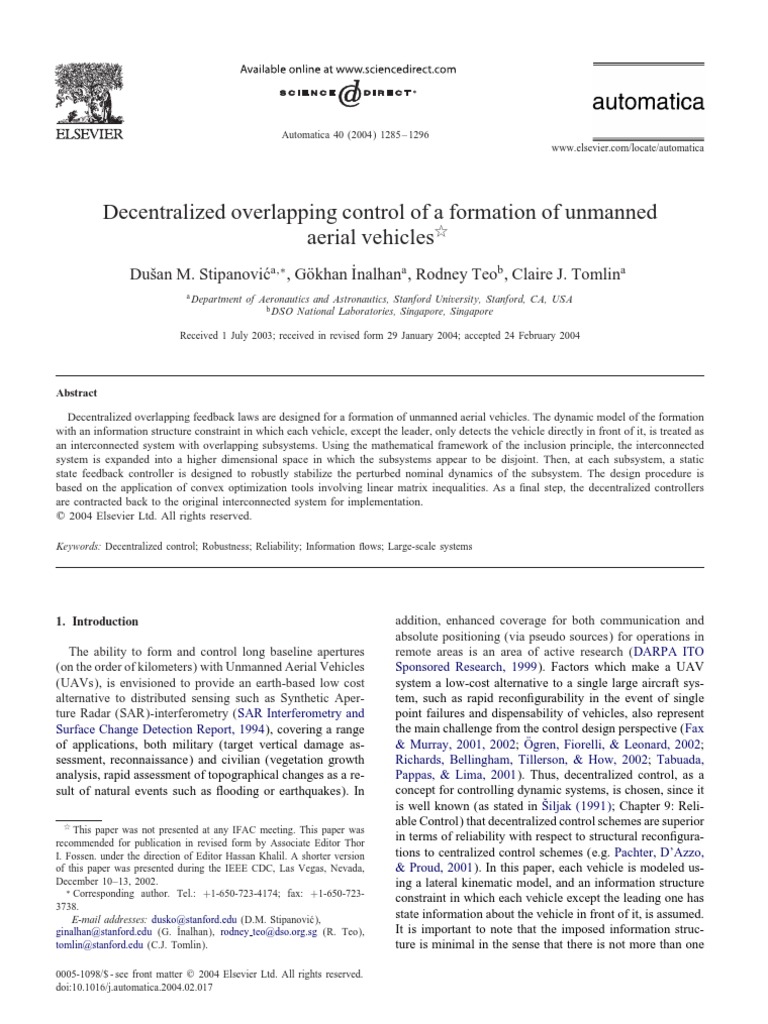 Decentralized Overlapping Control of A Formation of Unmanned Aerial ...