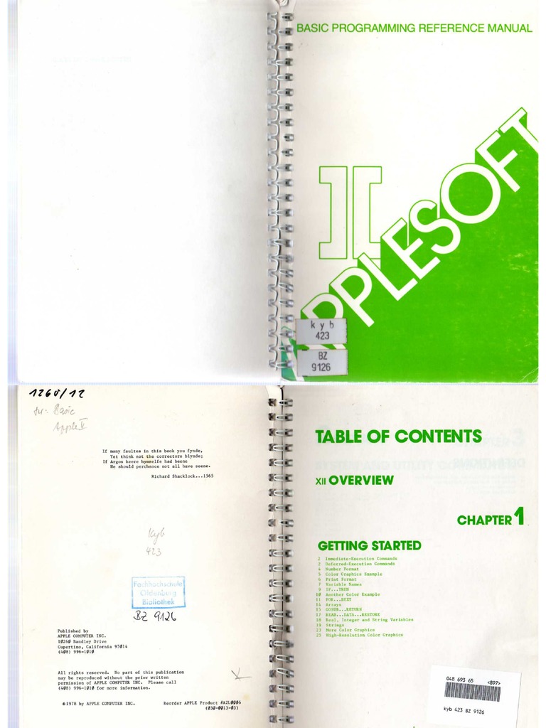 Applesoft) (Basic Programming Reference Manual | PDF | Areas Of ...