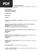 RSO Minutes of Meeting Template