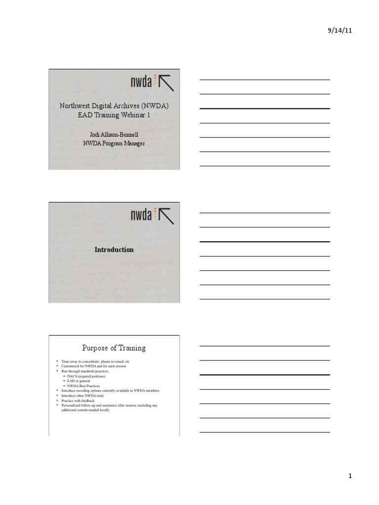 NWDA EAD Training Webinar Guide | PDF | Information Science | Library ...