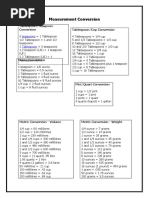 Dry Measurement Conversion Chart | PDF