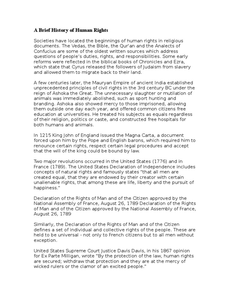 A Brief History of Human Rights Natural And Legal Rights Human
