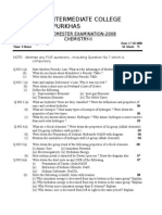 Szabist Intermediate College Mirpurkhas: First Semester Examination-2008 Chemistry-Ii