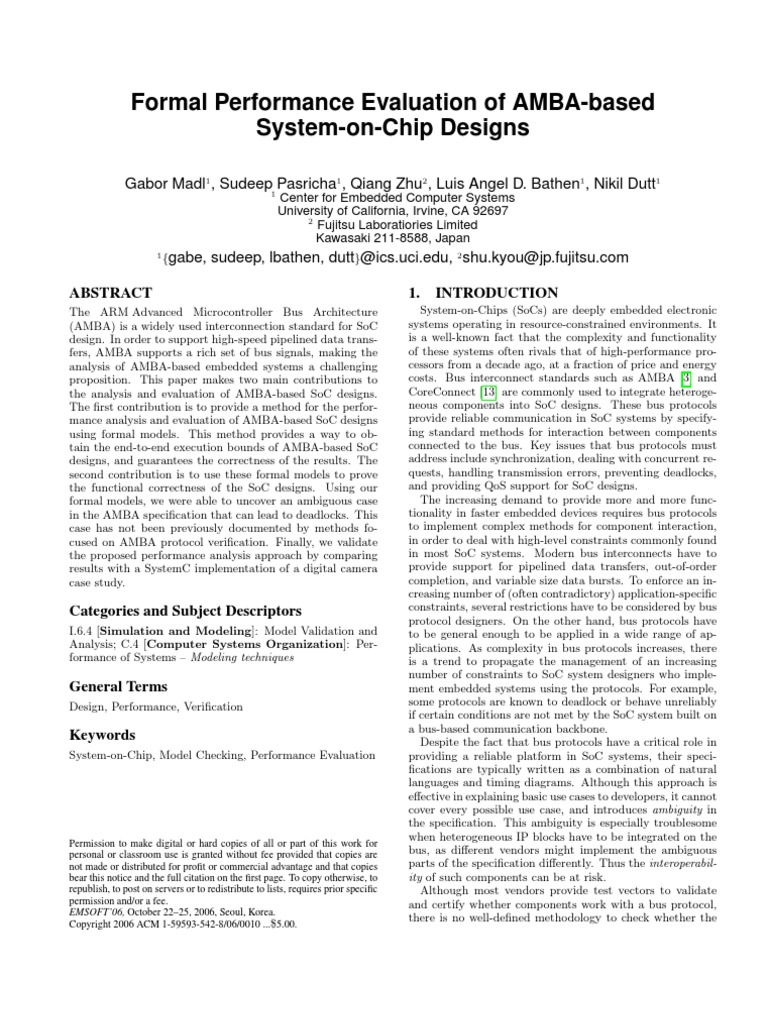 Formal Performance Evaluation of AMBA-based System-on-Chip Designs ...