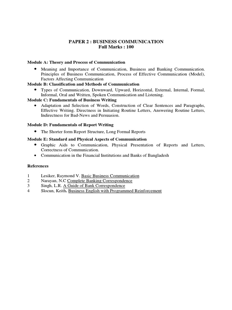 Paper 2: Business Communication Full Marks: 100 | PDF