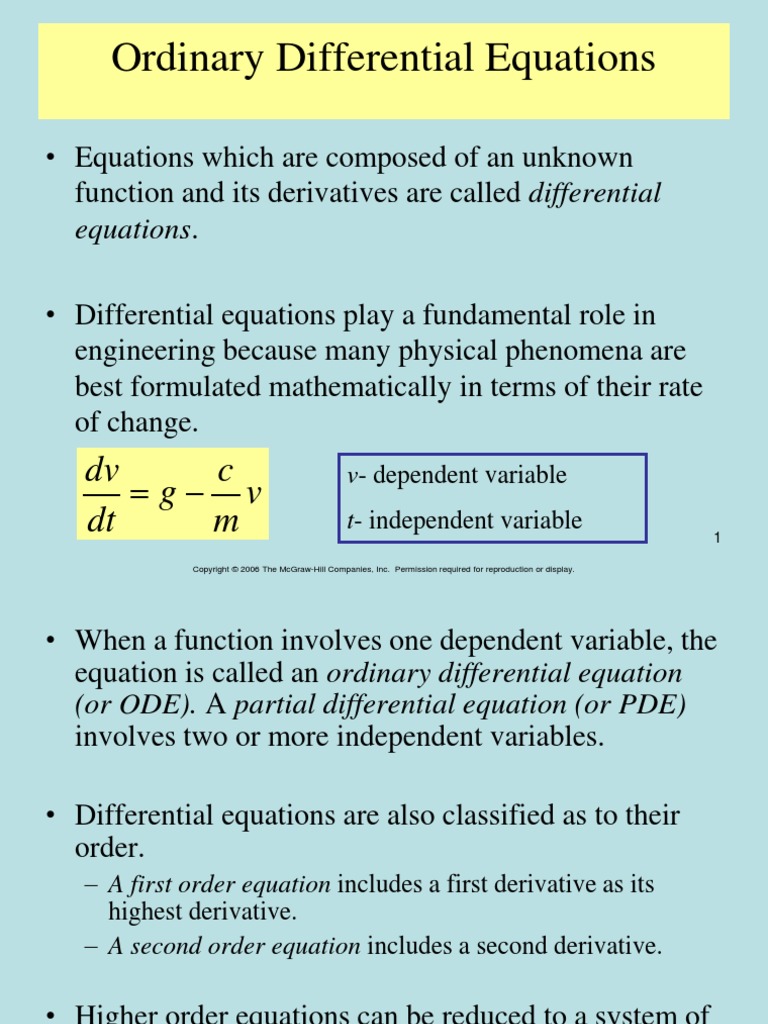 Ordinary Differential Equations Differential Equations Equations