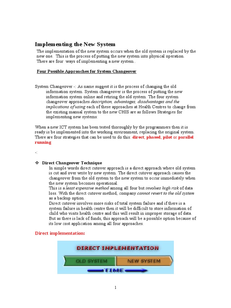 System Changeover Four Possible Approaches Computer Engineering