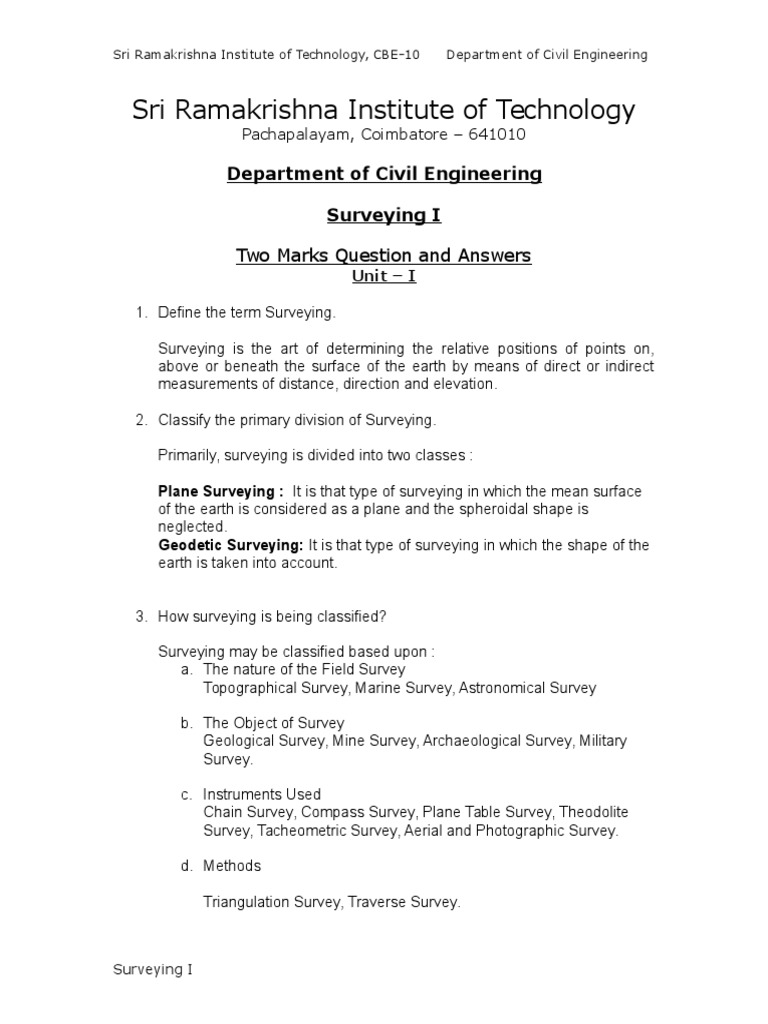 Surveying Part A Pdf Surveying Compass