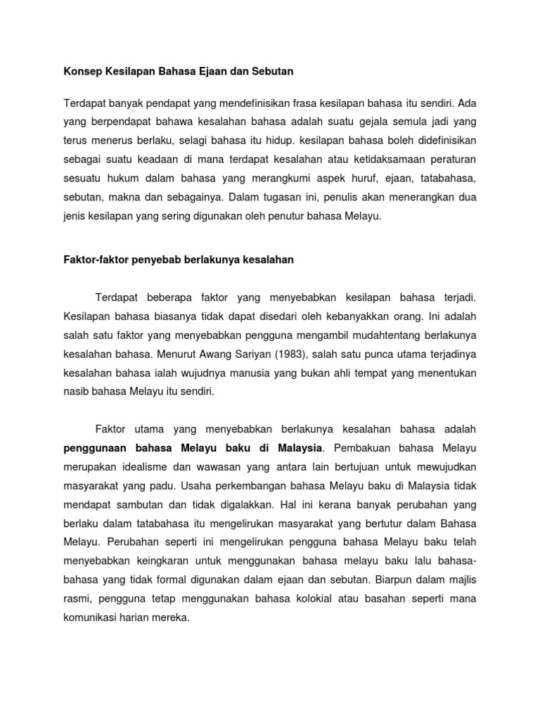Konsep Kesilapan Bahasa Pdf
