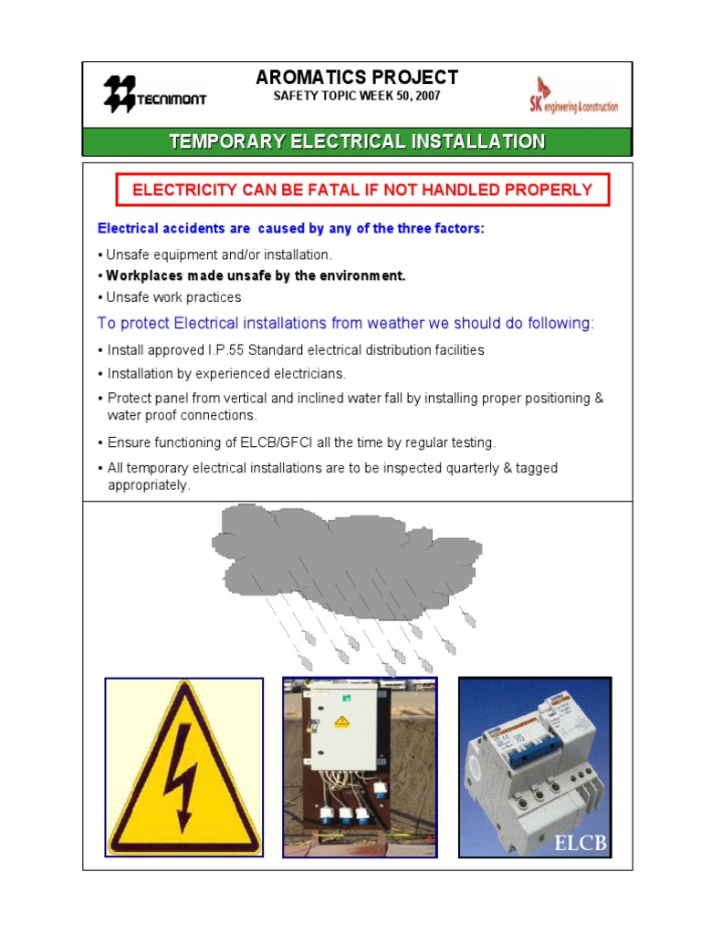 Safety Guidelines for Temporary Electrical Installations | PDF