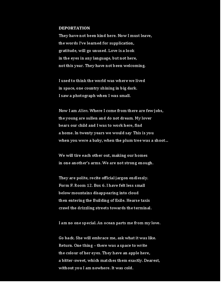 Deportation Carol Ann Duffy