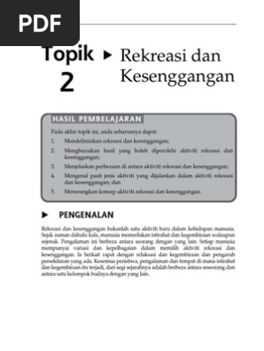 Topik 2 Rekreasi Dan Kesenggangan Pdf