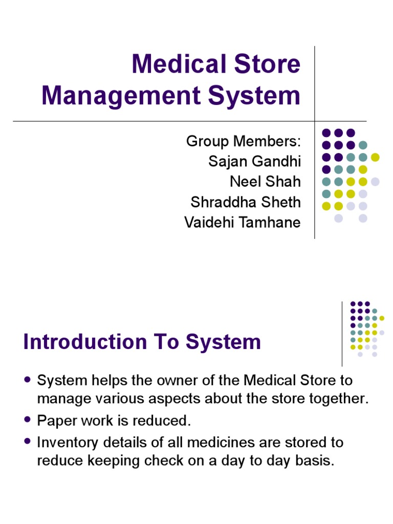 Medical Store Management System PDF