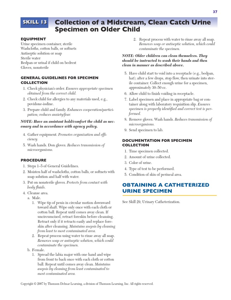Skill 13 (1) ..Collection of A Midstream | PDF | Hand Washing | Public ...