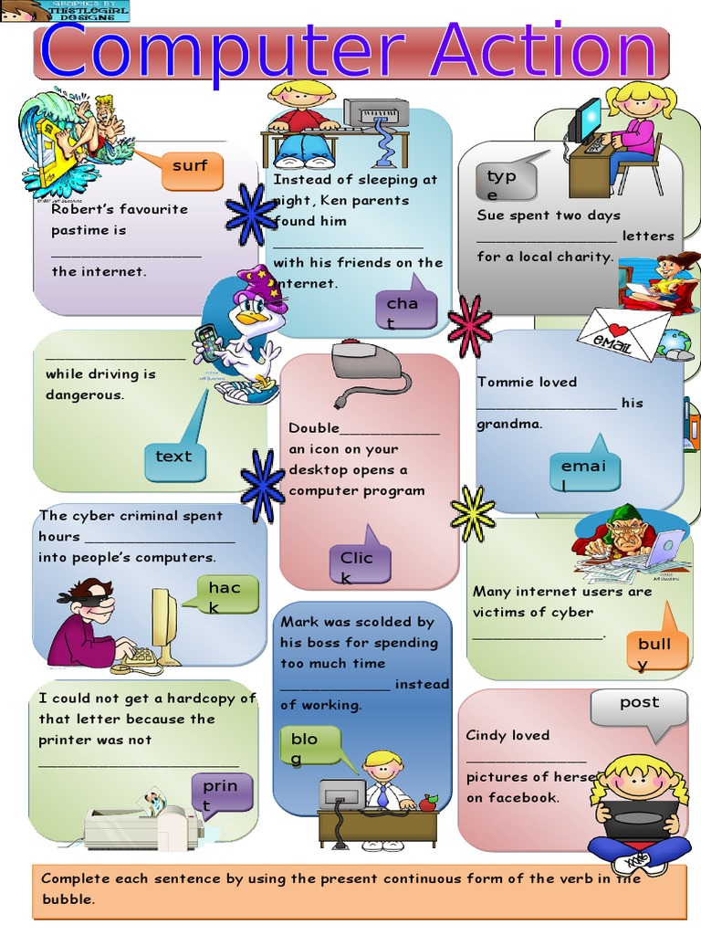 Computer Verbs Worksheet for Class 3 | PDF | Internet | Verb