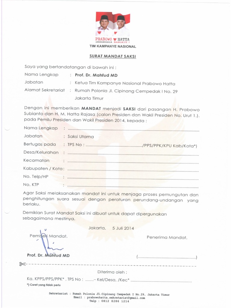 Specimen Surat Mandat Pdf Pdf