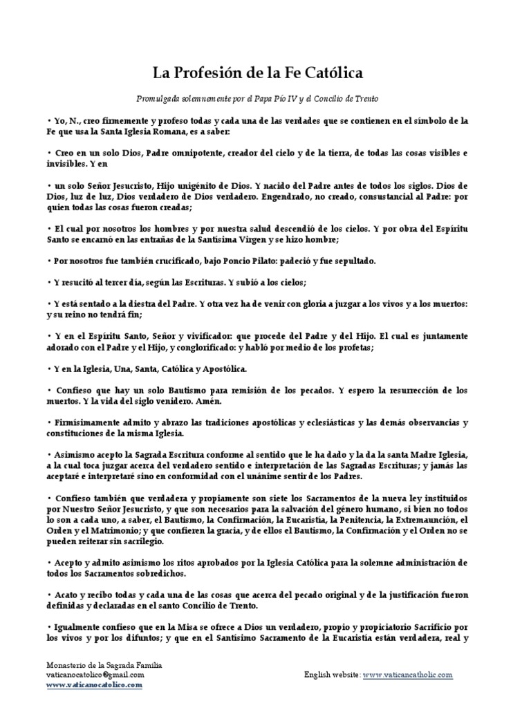 Profesion de Fe | PDF | eucaristía | Confirmación