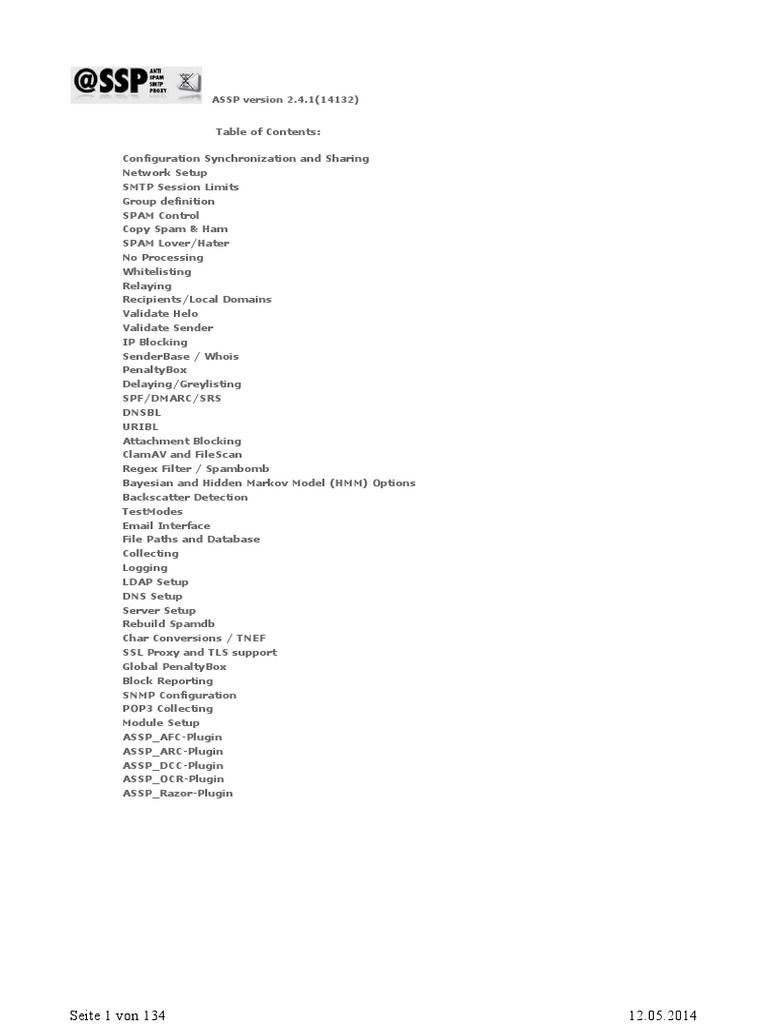 ASSP 2.4.1 Configuration Guide | PDF | Port (Computer Networking ...