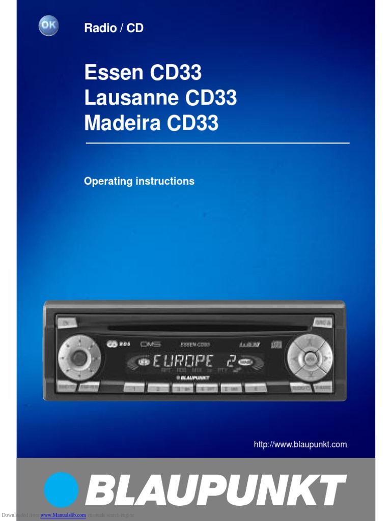 Blaupunkt Car Radio Manual CD33 PDF Compact Disc Radio