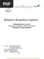 relatório de química orgânica (desidratação dos álcoois)