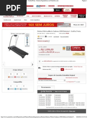 Esteira El351trica Weslo Cadence 4500 Dobr341vel Grafiteprata Esteiras Ergom351tricas No Pontofrio Pdf Eletricidade Resistencia Eletrica E Condutividade
