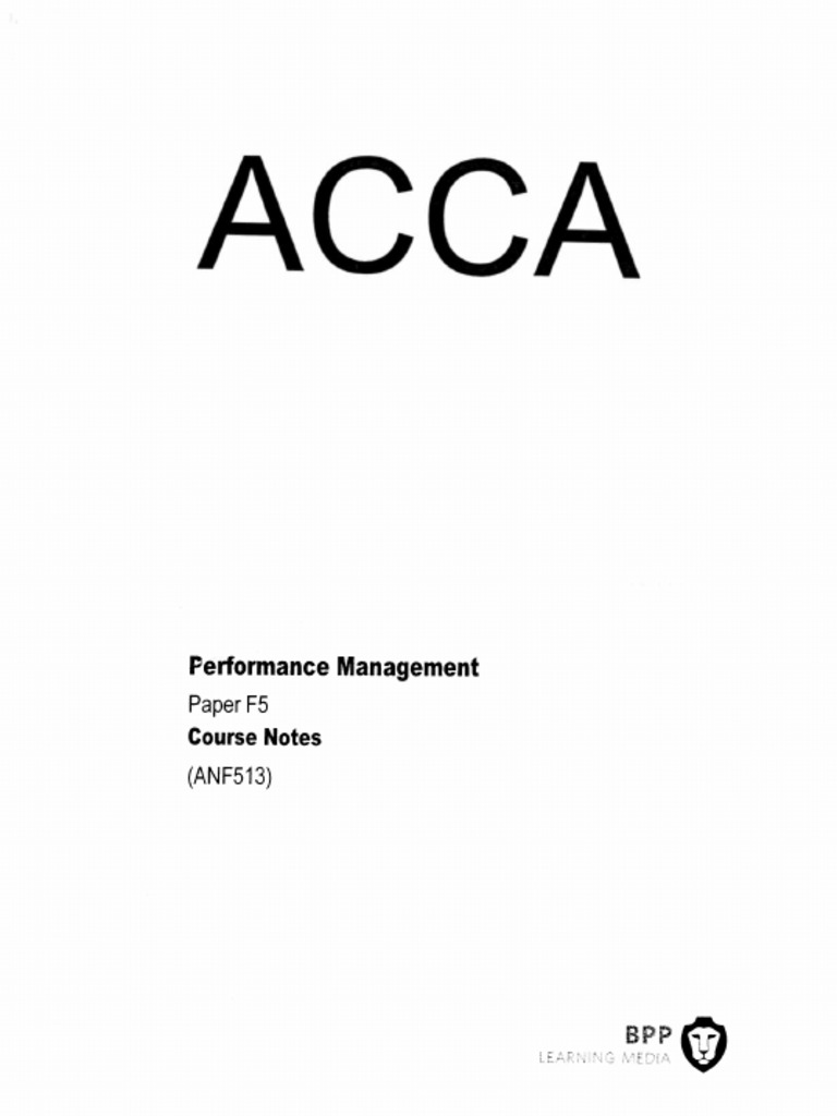F5 Course Notes ACCA | PDF