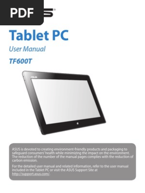 ASUS TF600T Tablet Manual