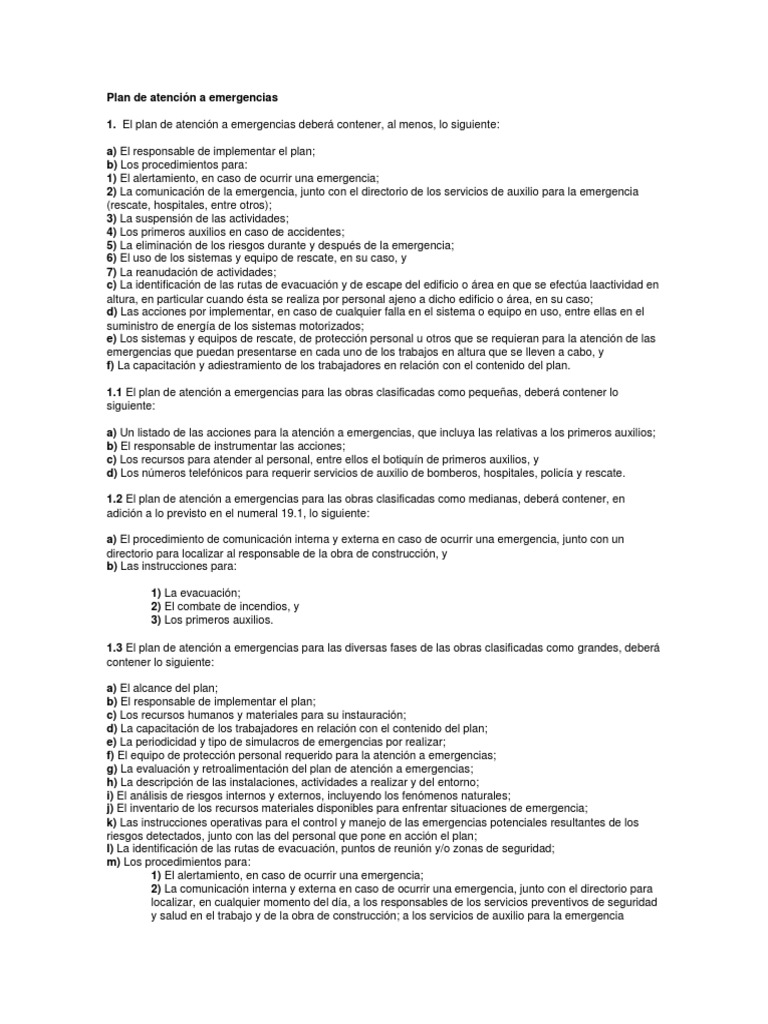 Plan de Atención A Emergencias | PDF | Primeros auxilios | Bombero
