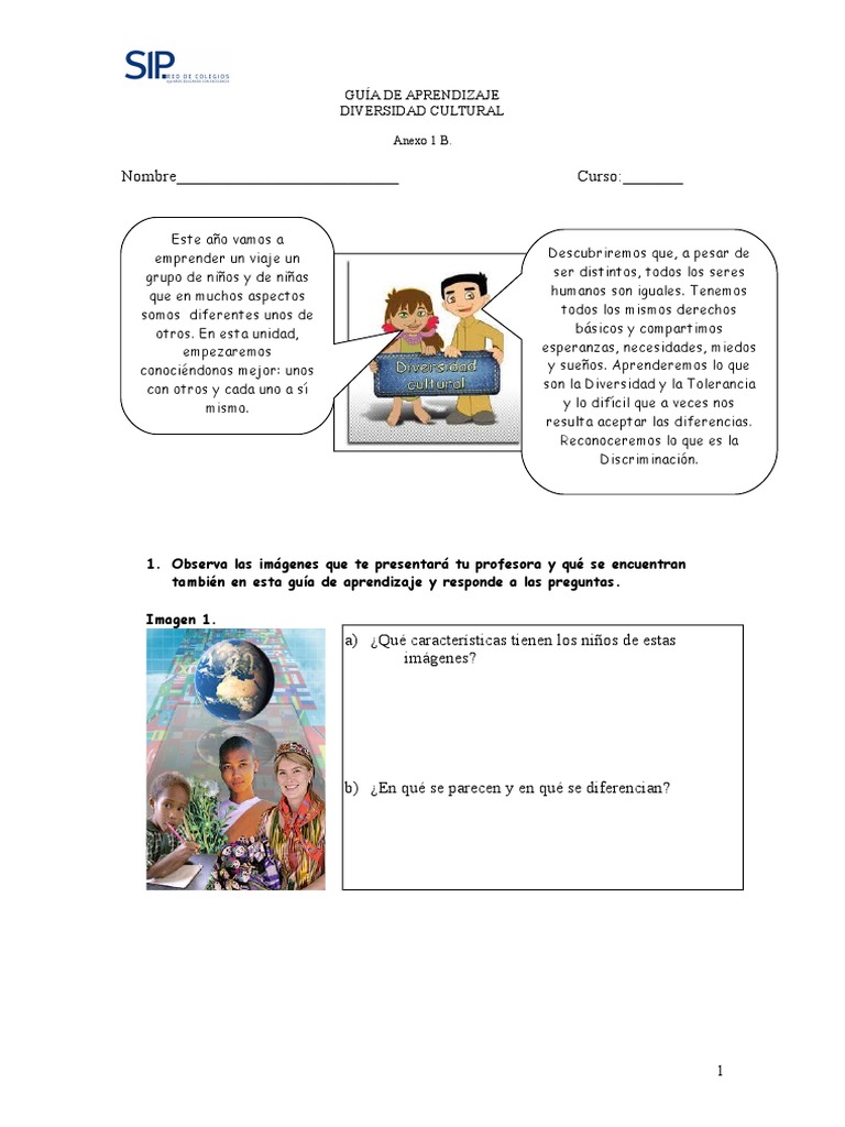 Actividades de Diversidad Cultural para Niños | PDF | Diversidad ...