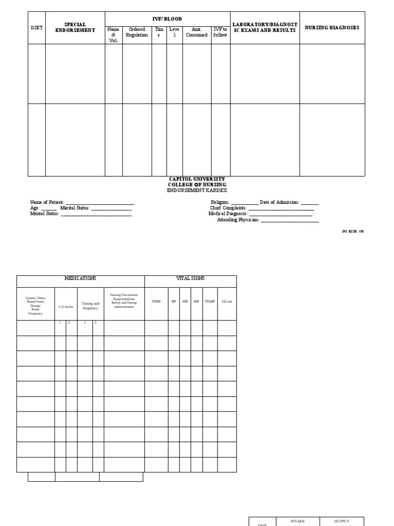 Endorsement Kardex PDF Health Sciences Health Care