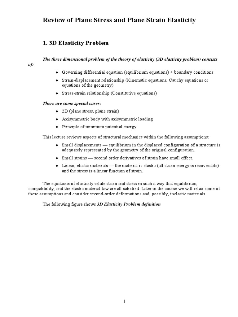 Plane Stress Plane Strain Review | PDF | Linear Elasticity | Elasticity ...