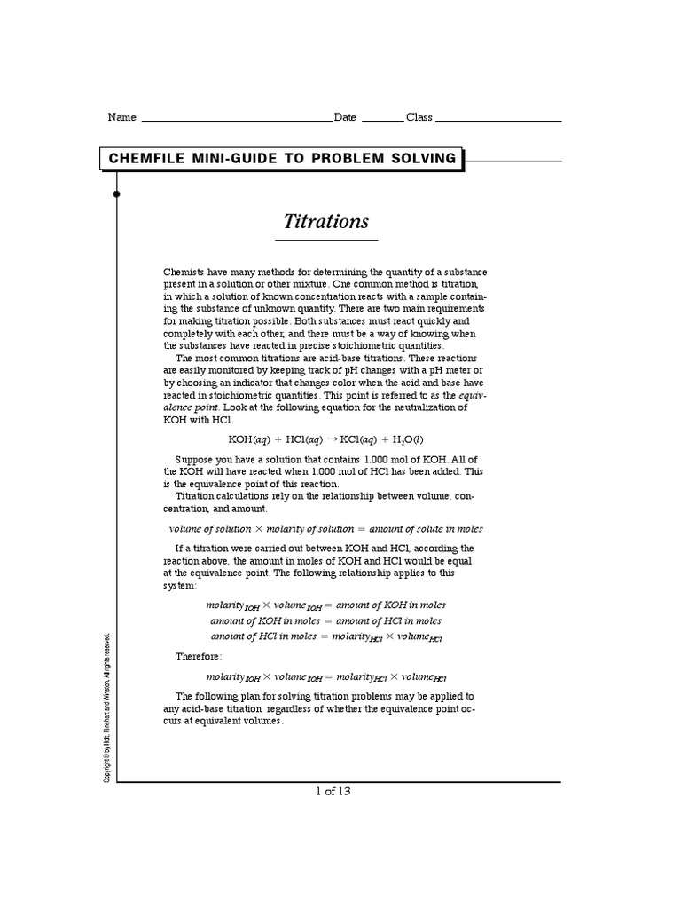 Titration 1 | PDF | Molar Concentration | Titration