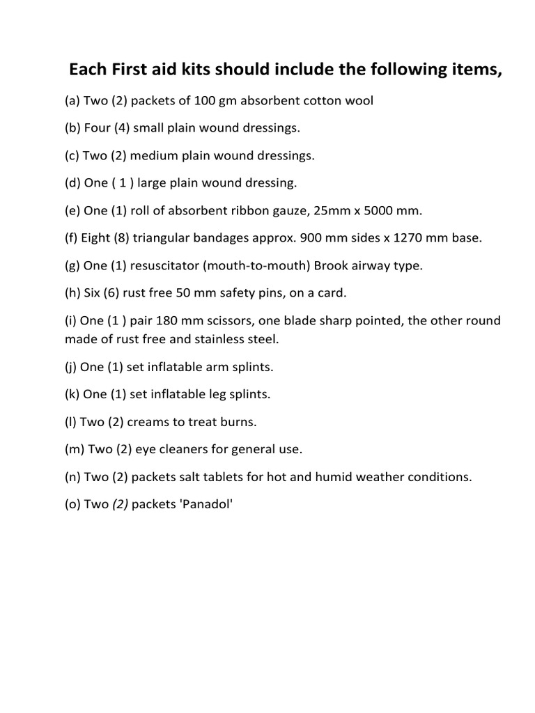 Essential Items for First Aid Kits | PDF