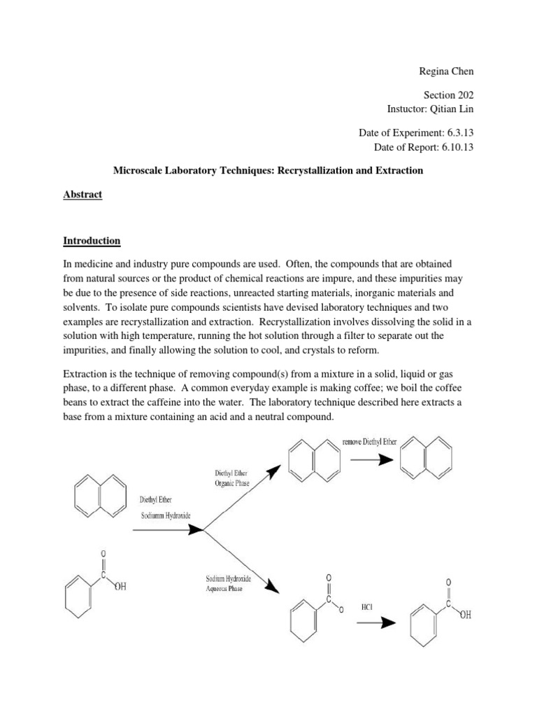 Recrystallization in Organic Chemistry Lab Filtration Chemical