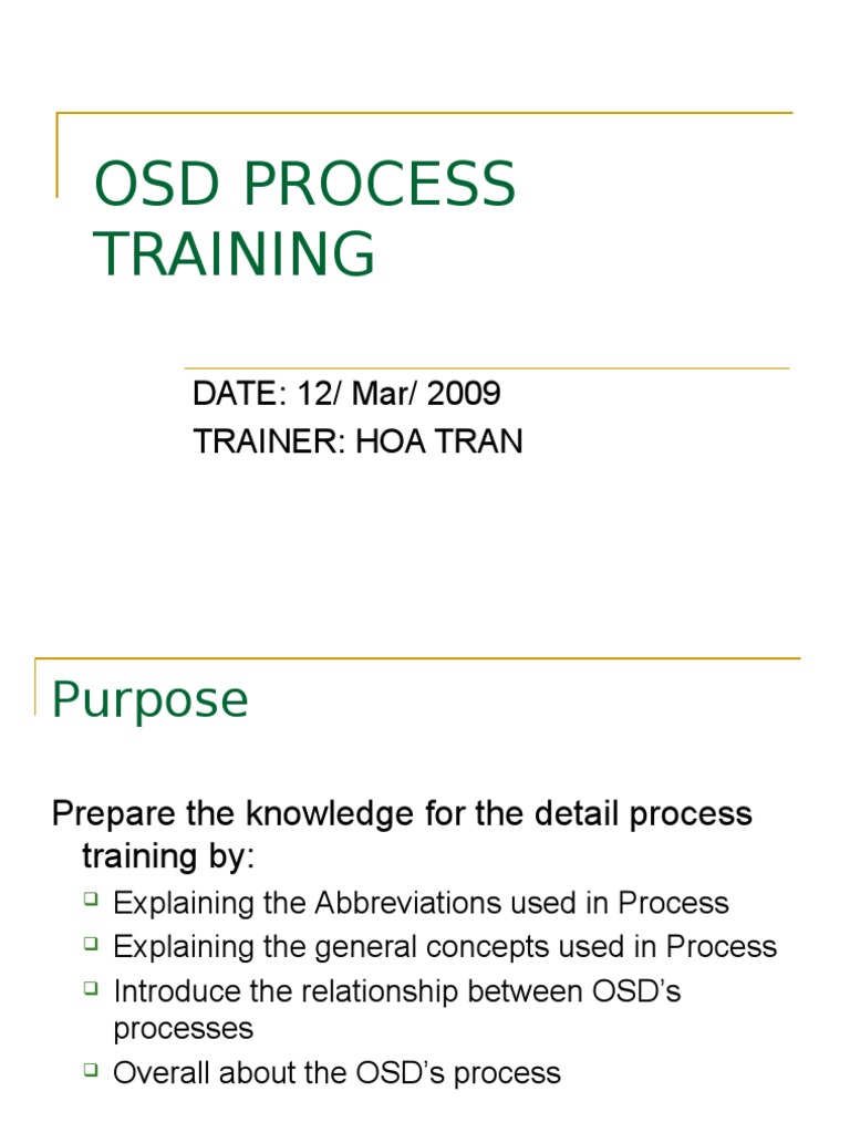 OSD Process Training Overview | PDF | Specification (Technical Standard ...