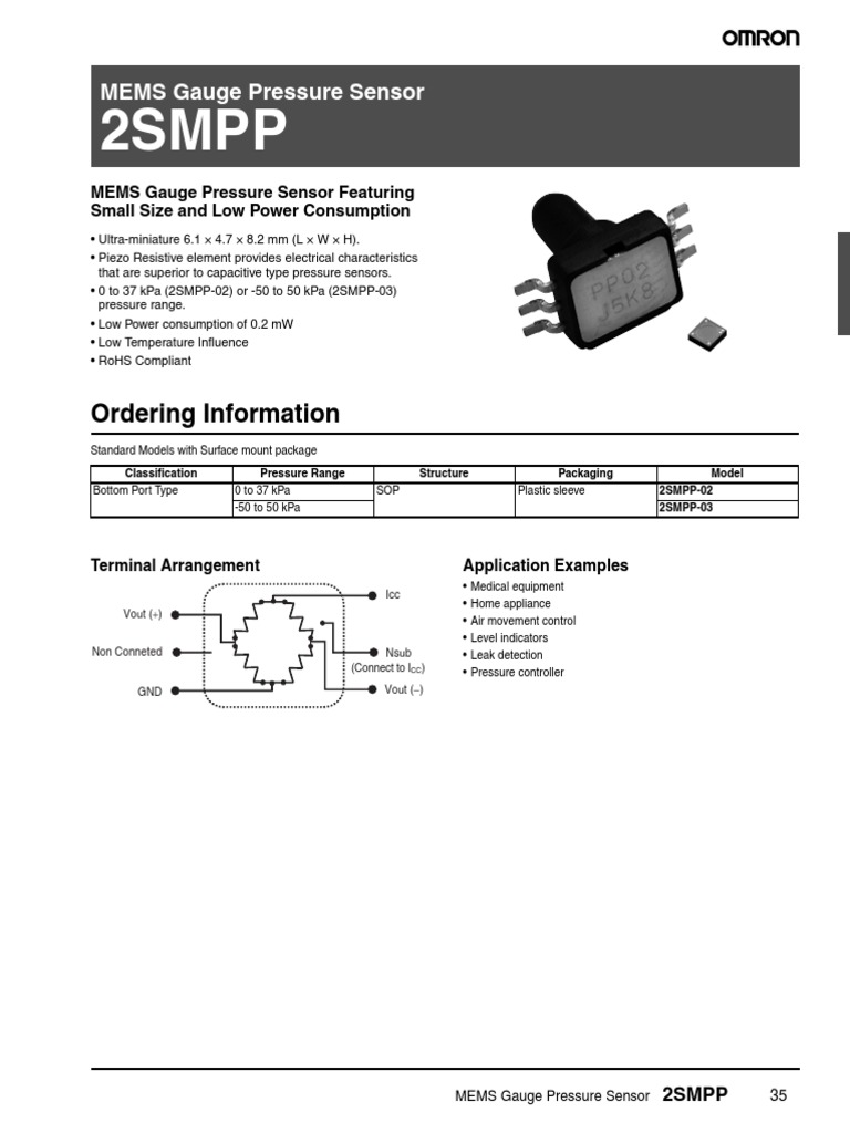 2SMPP03 Sensor Presion PDF Pressure Pressure Measurement