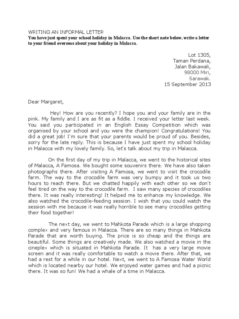 How to write a letter sample picture