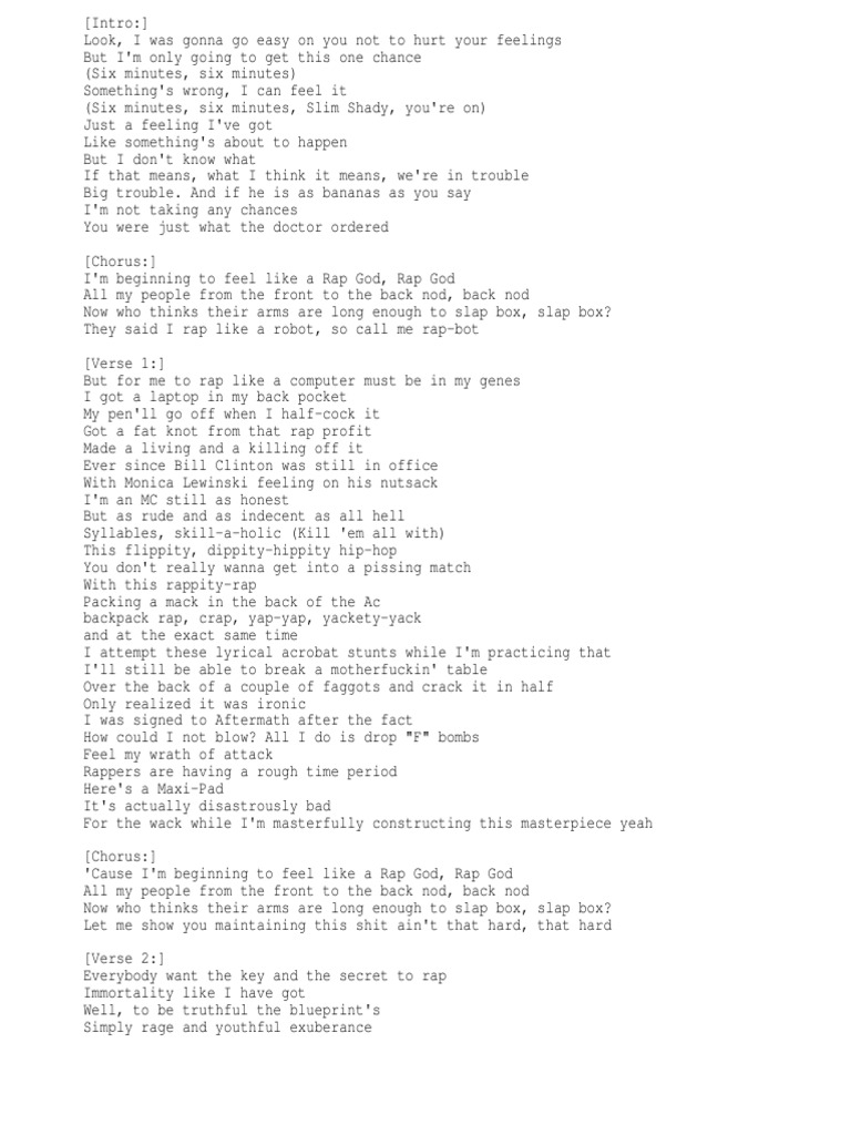 Rap God Lyrics | PDF | Rapping | Hip Hop