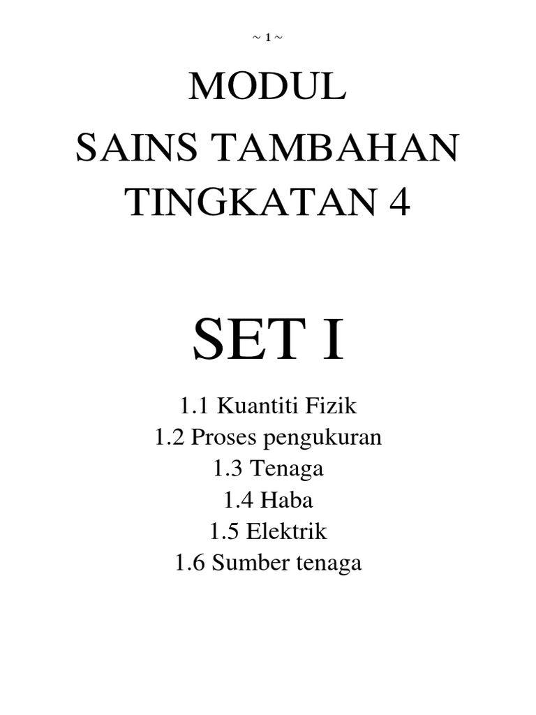 Modul Sains Tambahan Bab 1 Ting 4 | PDF | Metode & Bahan Ajar | Sains ...
