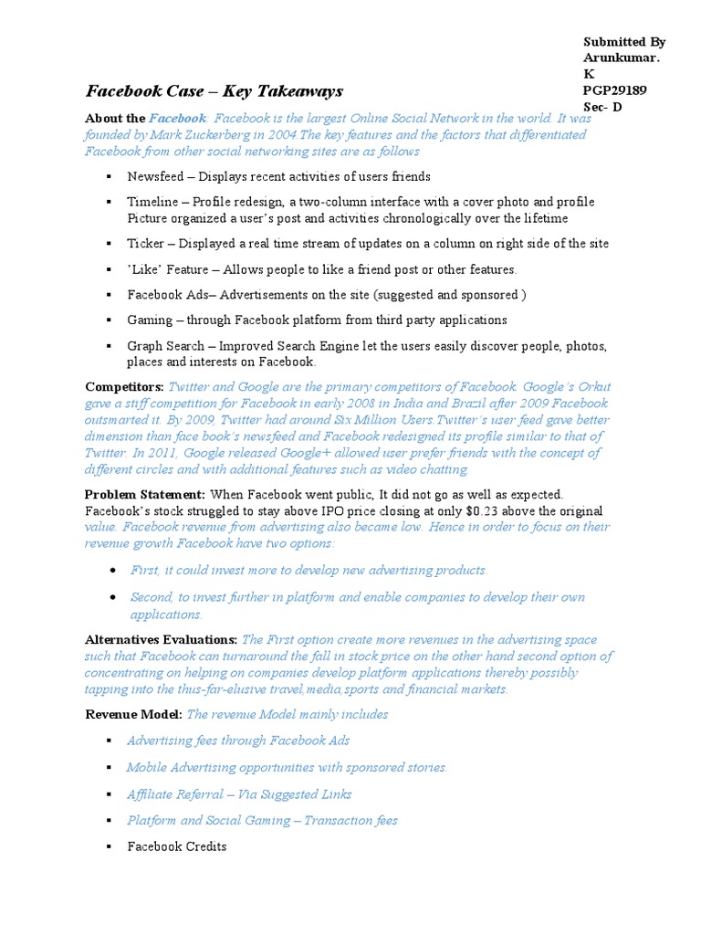Facebook Case | PDF | Facebook | Social Networking Service