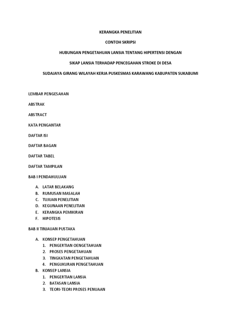Skripsi Contoh Kerangka Penelitian - Ide Judul Skripsi Universitas