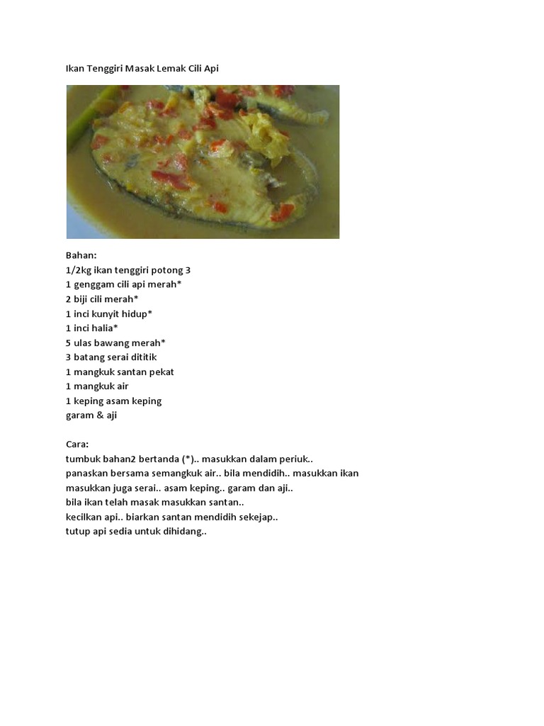 Resepi Ikan Tenggiri Masak Lemak Cili Api Pdf