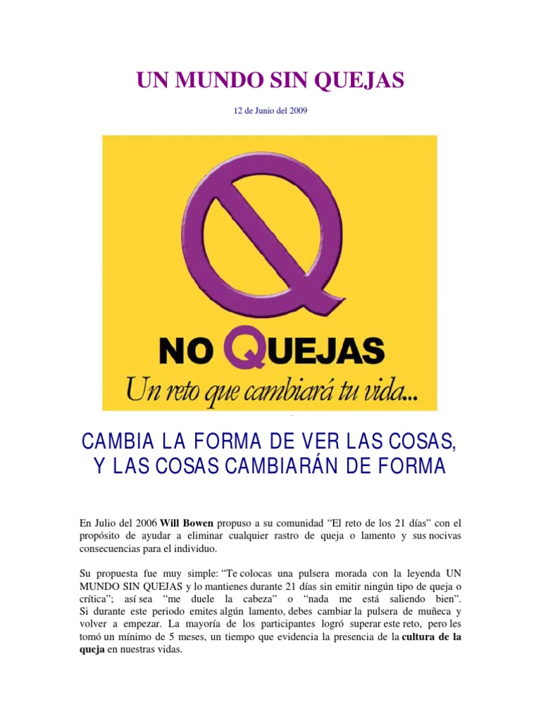 Reto de 21 Días Sin Quejas | PDF | Relaciones personales, crianza y ...