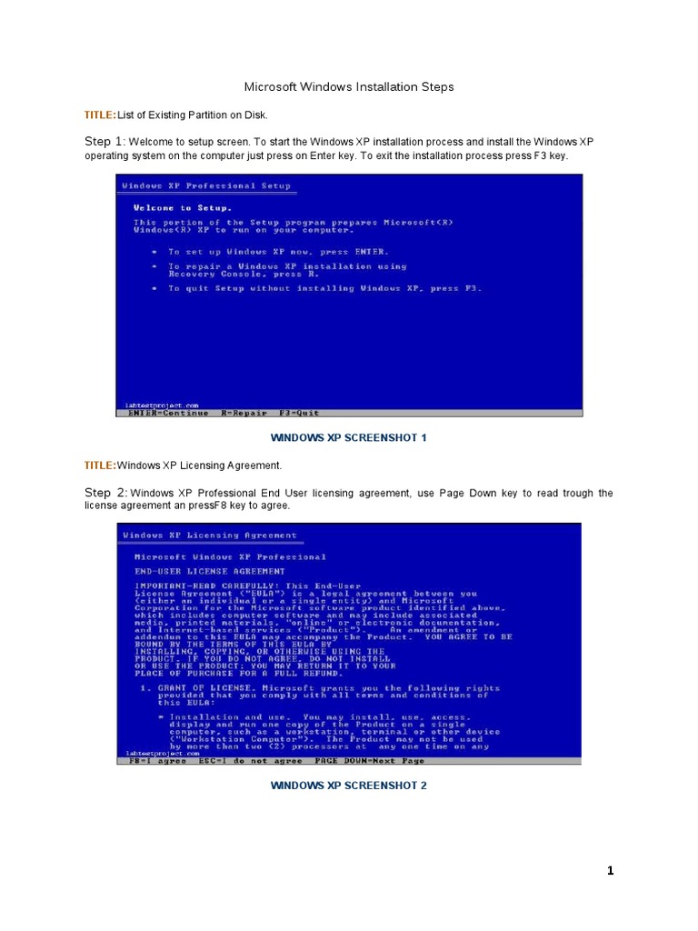 Step-by-Step Windows XP Installation Guide | PDF | Windows Xp ...