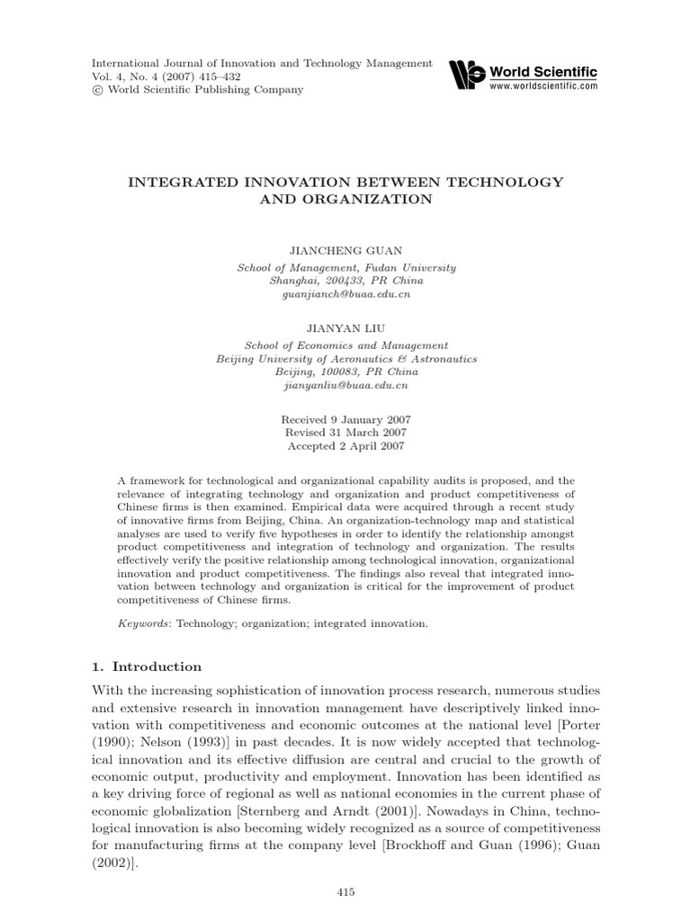 Integrated Innovation in Chinese Firms | PDF | Innovation | Competitiveness