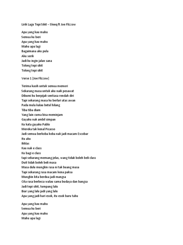 Lirik Lagu Tepi Sikit Pdf